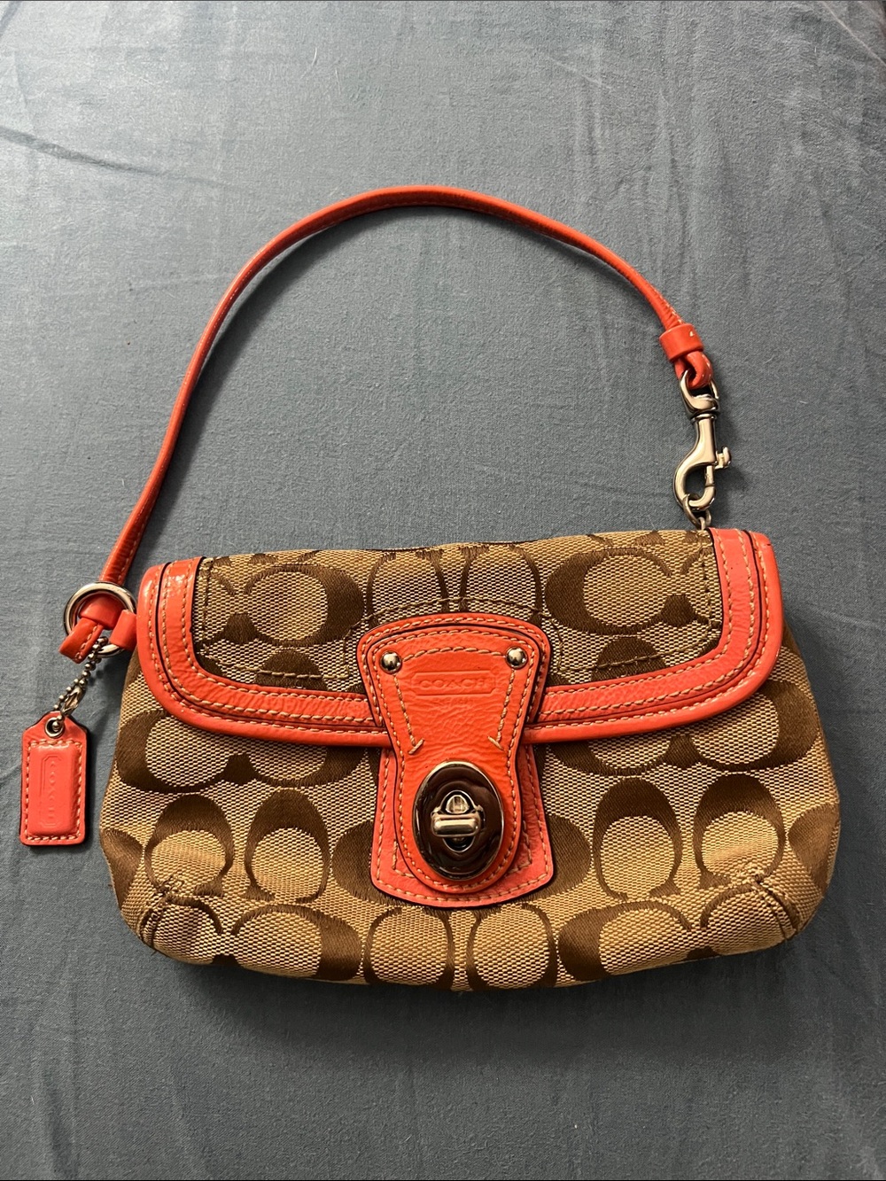 Vintage Y2K Coach Designer Purse Orange Brown Logo